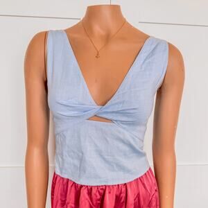 NWT - Miami of Francesca’s, Syndie Keyhole Light BlueTank Top-Women’s Size Small